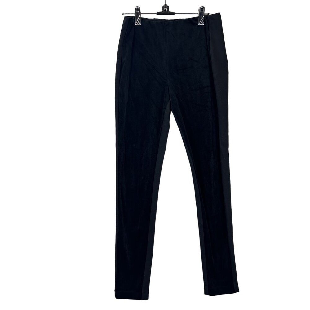 ETC Womens Black Leggings Pants Size 4 - Velvet Suede Texture Spandex Blend